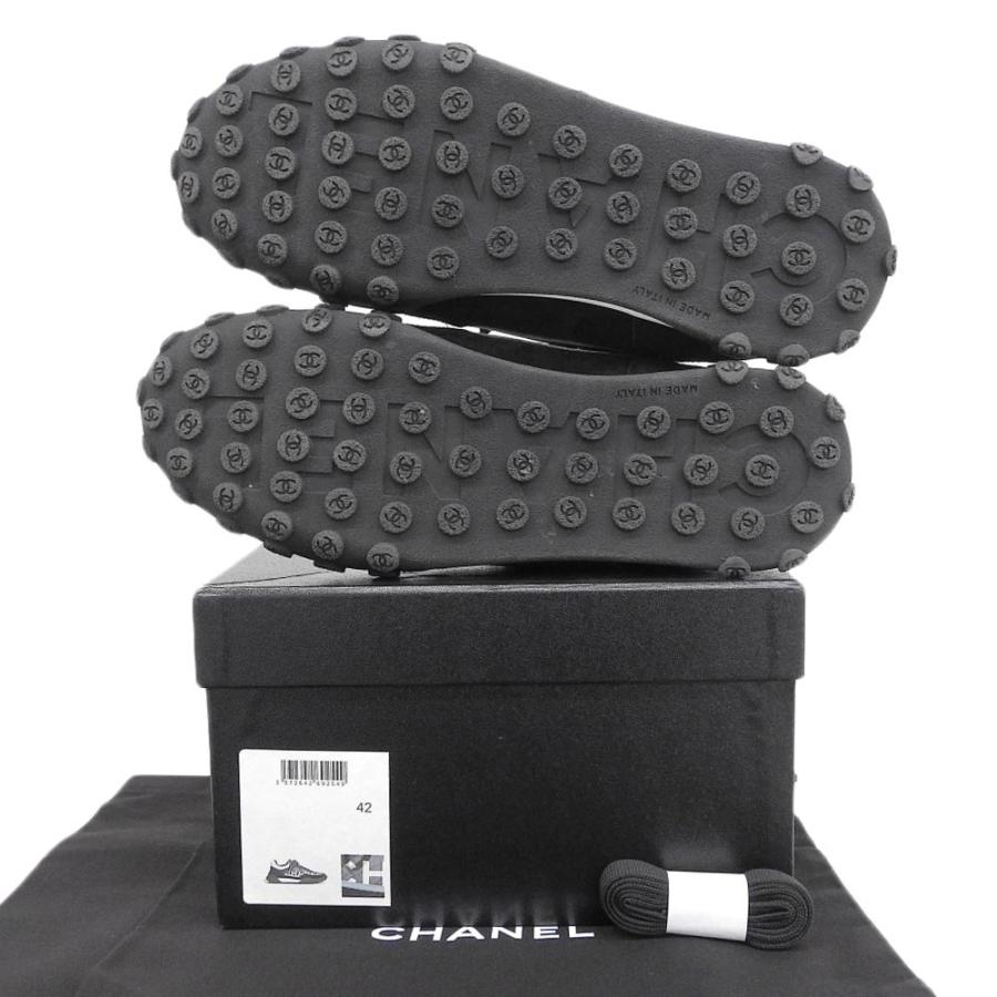 シャネル 美品 CHANEL シャネル ナイロン×スエード ココマーク スニーカー シューズ メンズ ブラック 42 G34087 42 CHANEL（シャネル） 美品 ナイロン×スエード ココマーク スニーカー