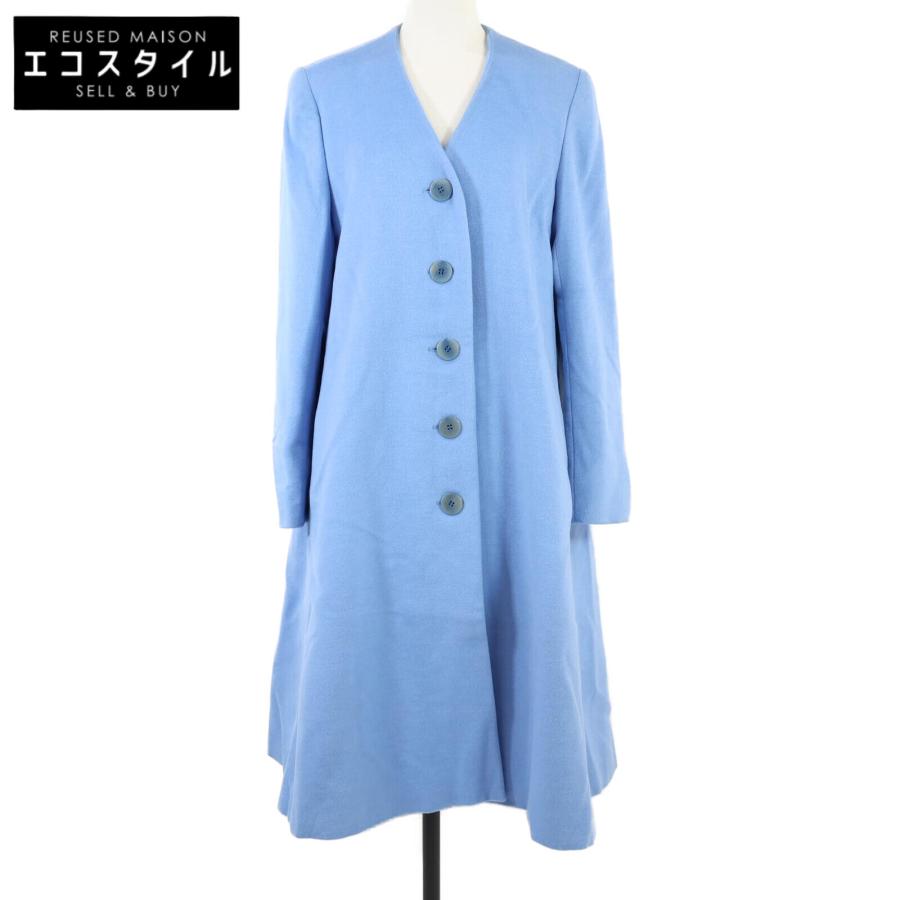 CELINE 美品/ セリーヌ カシミヤ/アンゴラ混 ウール ノーカラー コート  