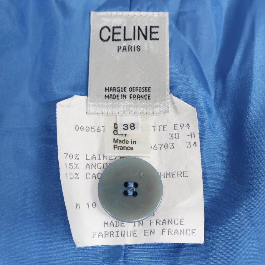 CELINE 美品/ セリーヌ カシミヤ/アンゴラ混 ウール ノーカラー コート  