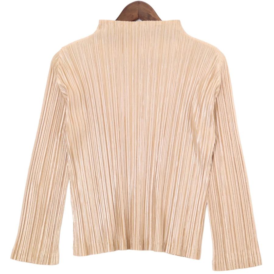 PLEATS PLEASE プリーツプリーズ ベージュ ハイネック長袖Tシャツ PP43 