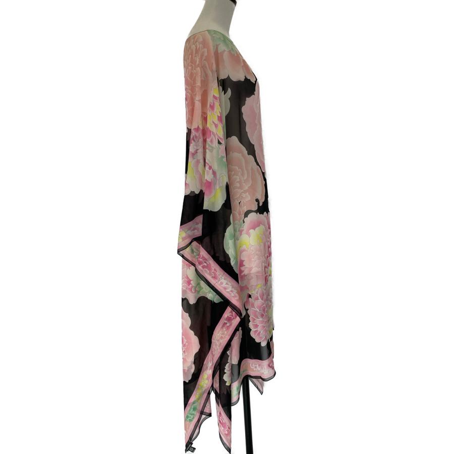 LEONARD（レオナール） 花柄 ポンチョ トップス ピンク×ブラック