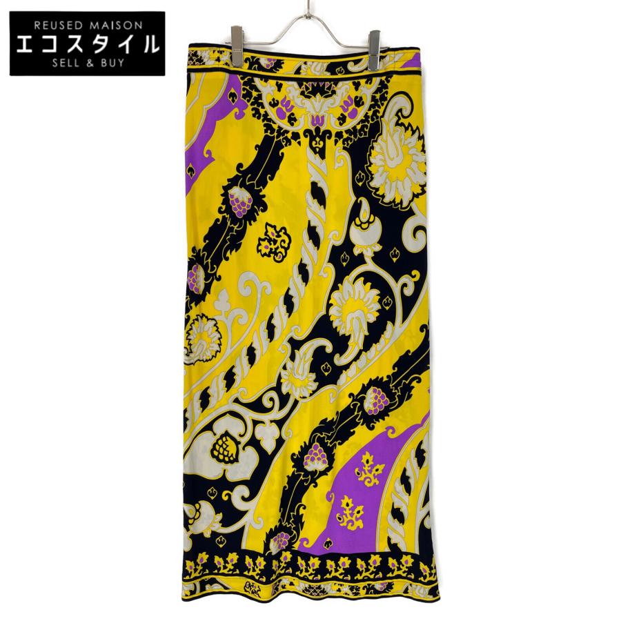 LEONARD レオナール スカート 44 イエロー レディース LEONARD（レオナール） 総柄 シルク ロング スカート 44 イエロー