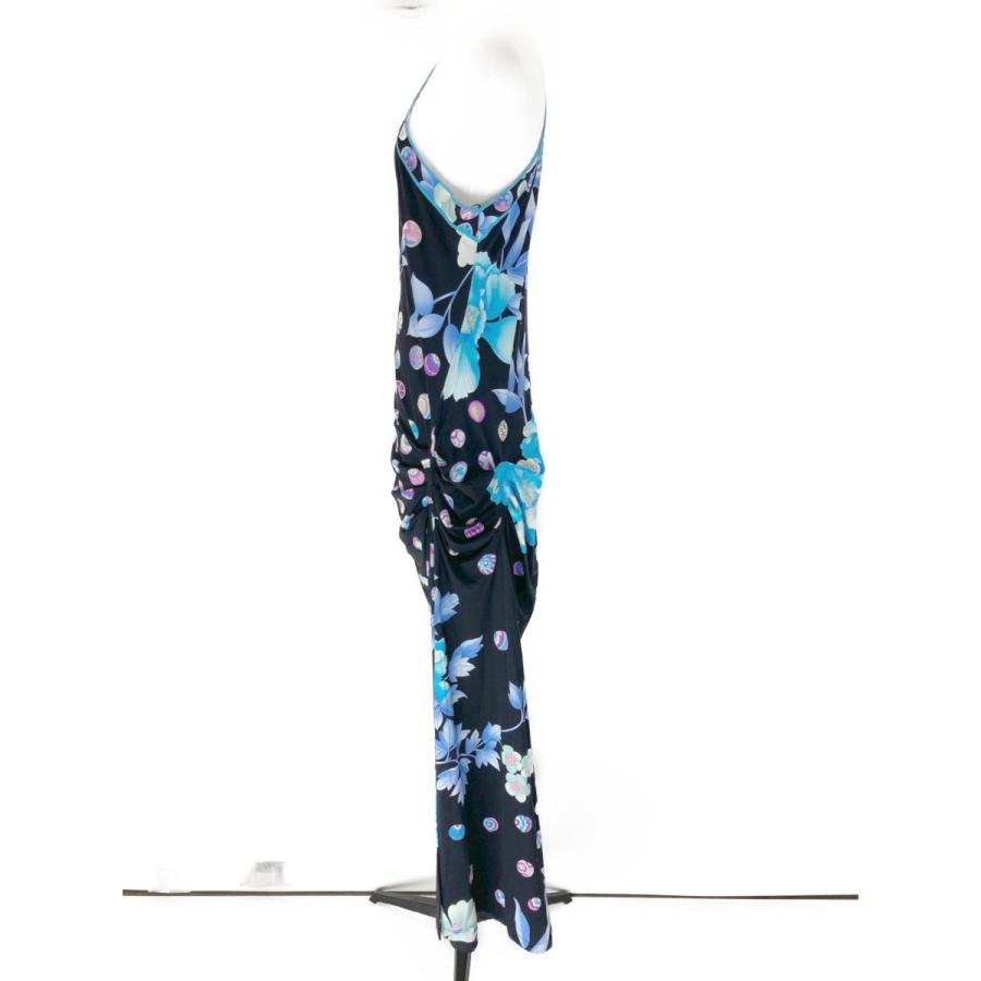 LEONARD レオナール 花柄 ワンショルダークワンピース 38 ブラック  