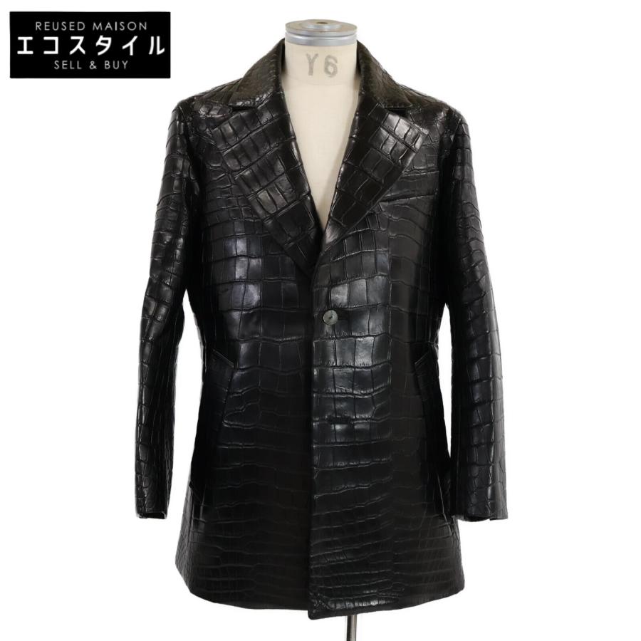 ゼルパリ Zele-Paris ディアスキン×クロコダイル レザーコート 超希少 ゼルパリ 超希少 豪華 ディアスキン クロコダイル ラペルジャケット