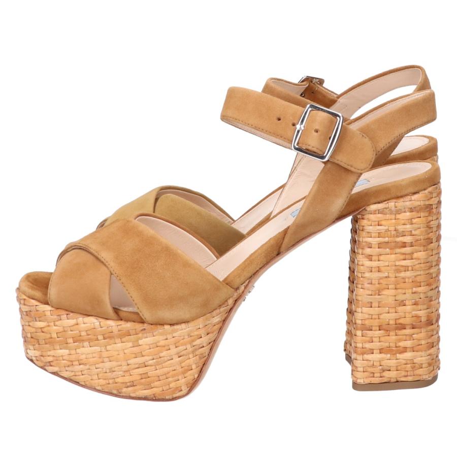 PRADA 美品 プラダ スエード アンクルストラップ ラタンソール  