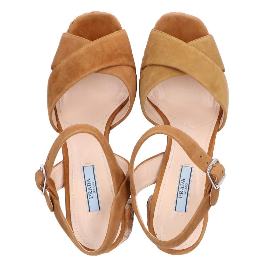 PRADA 美品 プラダ スエード アンクルストラップ ラタンソール  