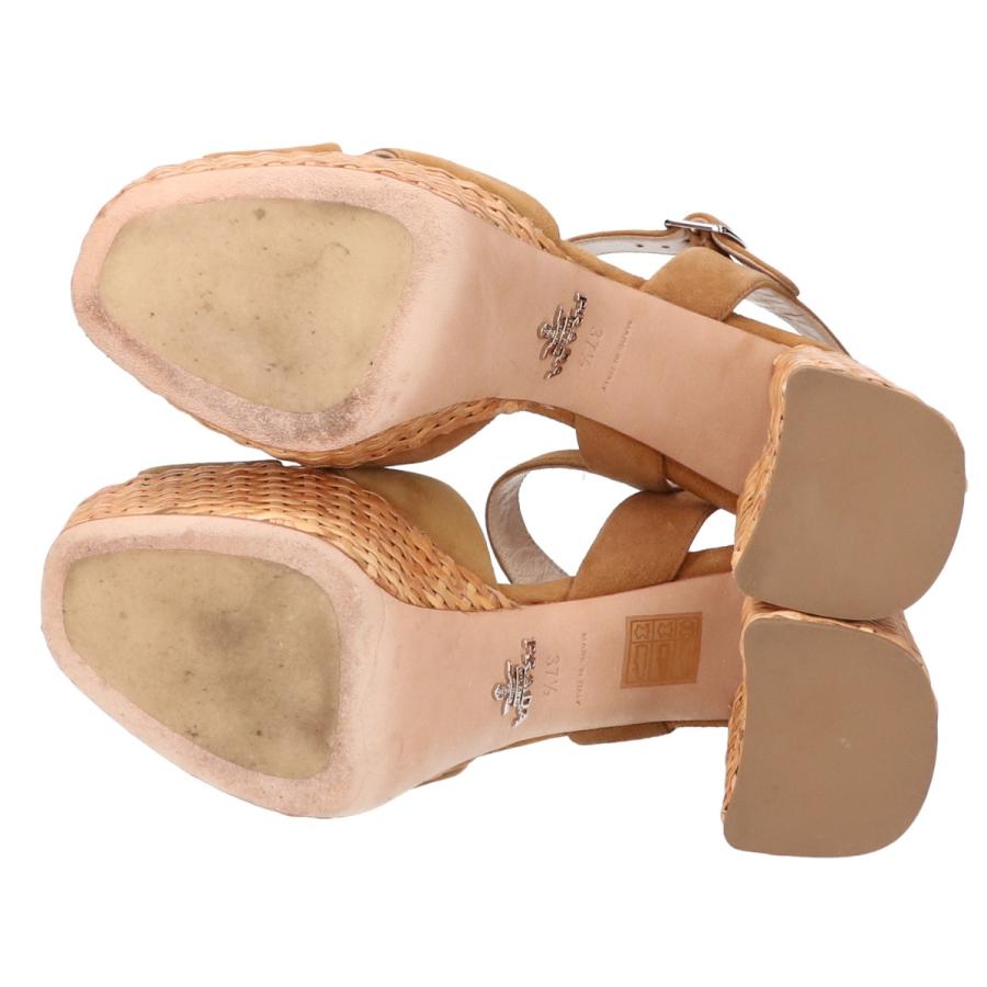 PRADA 美品 プラダ スエード アンクルストラップ ラタンソール  