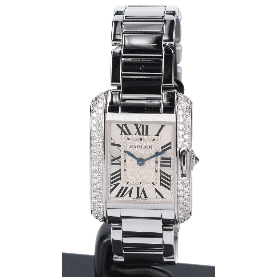 カルティエ CARTIER K18WG タンク アングレーズ SM ダイヤベゼル WT100008 クォーツ 腕時計 K18WG シルバー Cartier - カルティエ CARTIER K18WG タンク アングレーズ SM ダイヤ