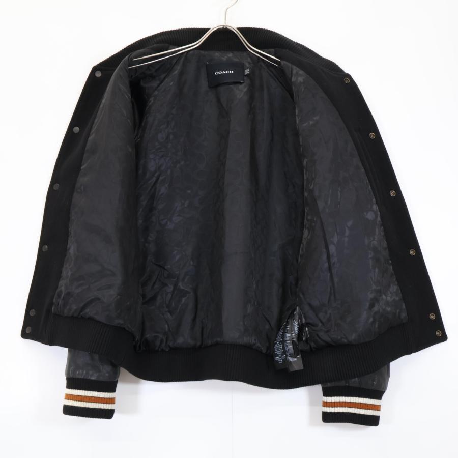 コーチ CF802 ﾌﾞﾗｯｸ ﾚｻﾞｰ×ｳｰﾙ ﾊﾞｰｼﾃｨｼﾞｬｹｯﾄ L COACH（コーチ） CF802 ブラック レザー×ウール バーシティジャケット