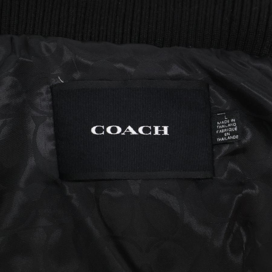 COACH（コーチ） CF802 ブラック レザー×ウール バーシティジャケット