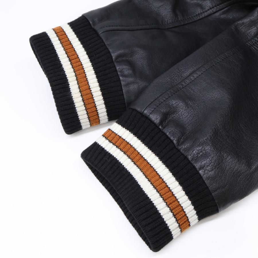 COACH（コーチ） CF802 ブラック レザー×ウール バーシティジャケット
