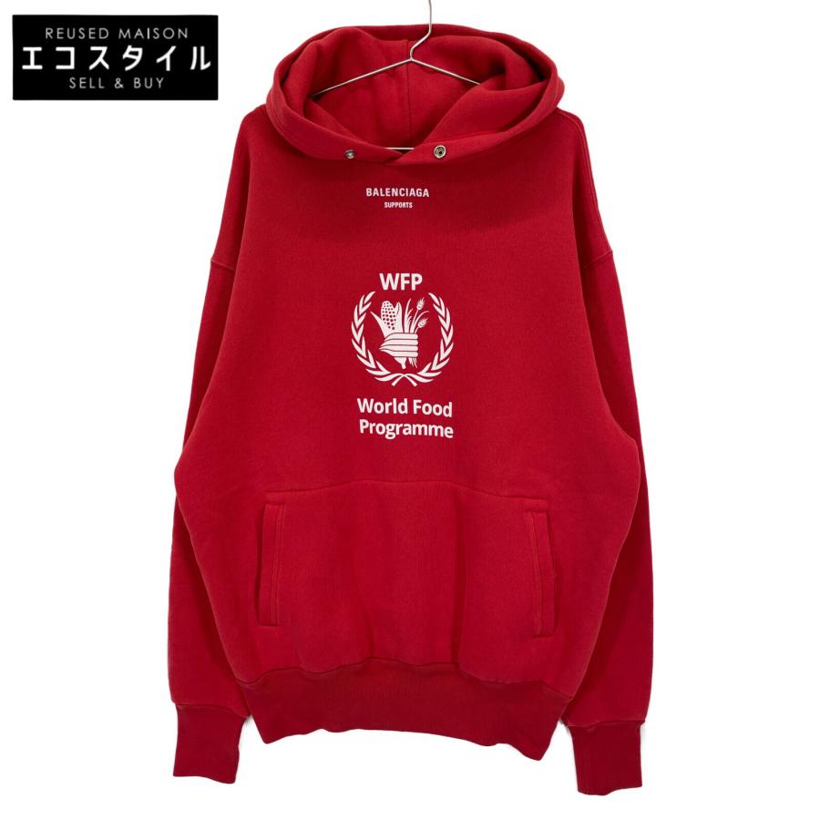 BALENCIAGA バレンシアガ 18年 レッド WFP ロゴプリント プルオーバー 