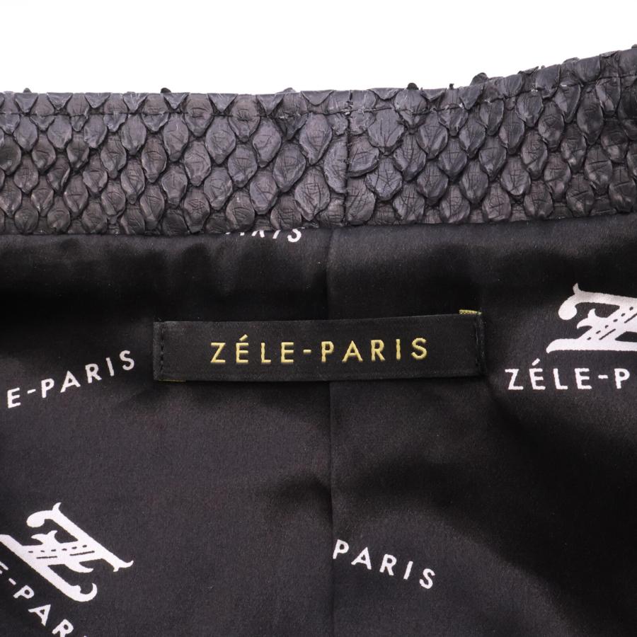 ZELE-PARIS ゼルパリ パイソン スタンドカラー ジップアップ ジレ