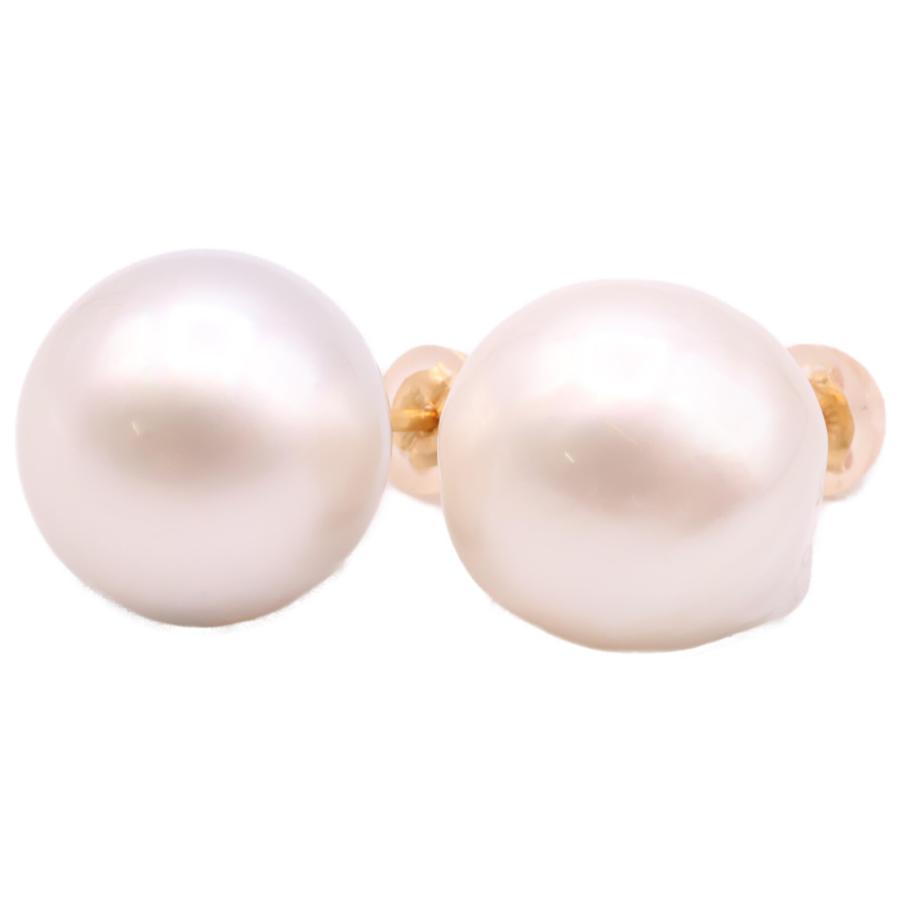 美品 Bon Magique ボンマジック K18 白蝶バロックパール ピアス 13mm 