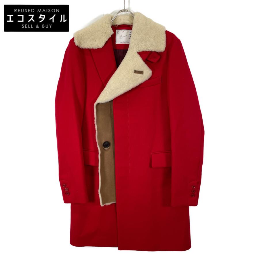 sacai サカイ 16AW 16-01059M レッド レイヤードムートンコート 2 