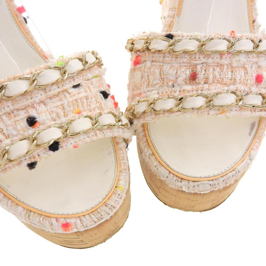 CHANEL シャネル チェーン マルチカラーツイード サンダル CHANEL シャネル チェーン マルチカラーツイード サンダル