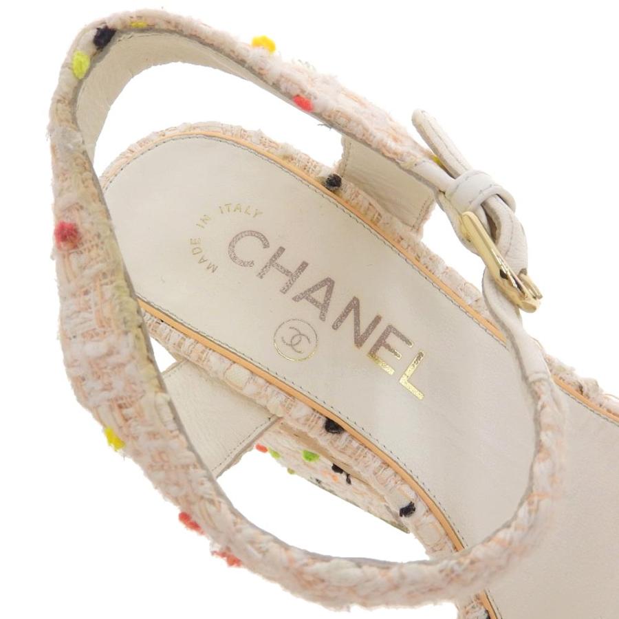 CHANEL シャネル チェーン マルチカラーツイード サンダル CHANEL シャネル チェーン マルチカラーツイード サンダル