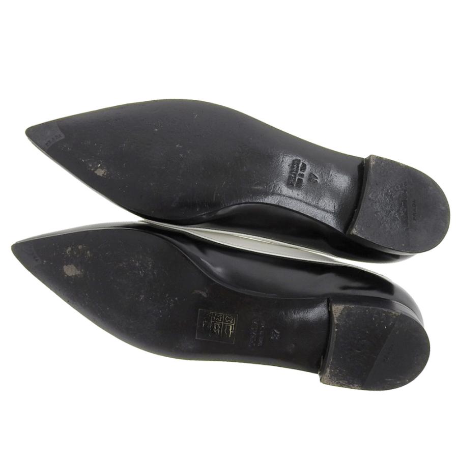 PRADA プラダ ポインテッドトゥ フラット パンプス バイカラー 23.5 PRADA（プラダ） 美品 バイカラー フラットパンプス レザー レディース