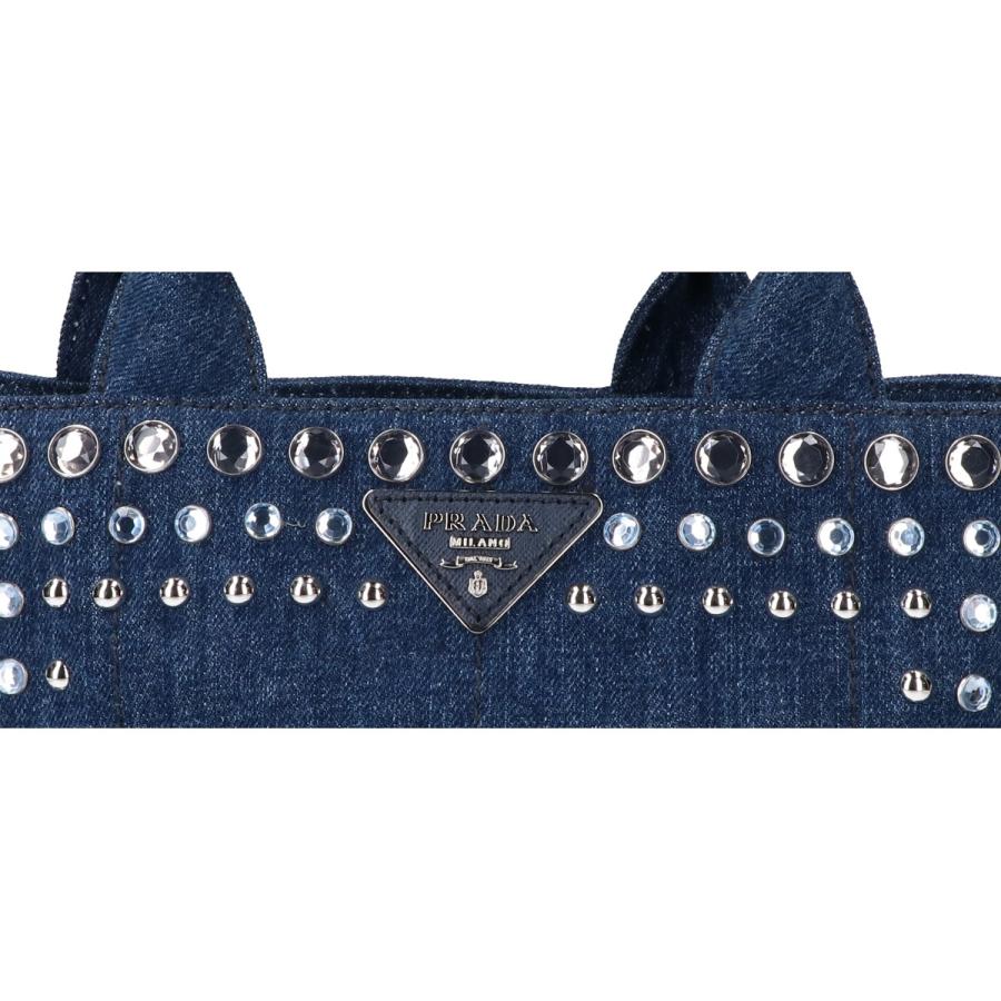 PRADA プラダ B2439O デニム ビジュー カナパ トートバッグ AVIO 