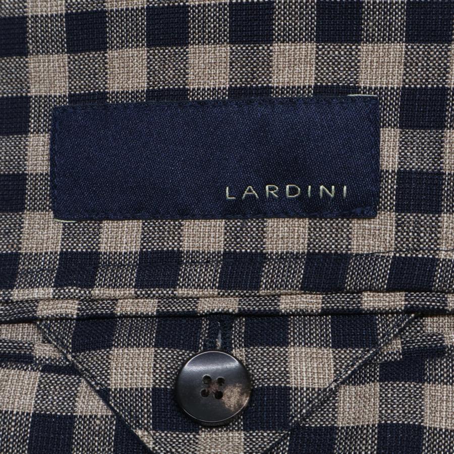 LARDINI（ラルディーニ） ブラウン リネン ブロックチェック 3B