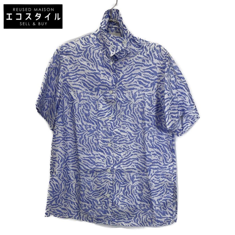 GIVENCHY ジバンシィ ブルー シルク 半袖シャツ 38 トップス 