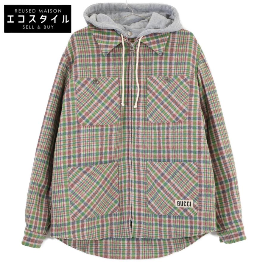 GUCCI 美品/国内正規 グッチ 669144 フランネルチェック フード GUCCI 美品/国内正規 グッチ 669144 フランネルチェック フード