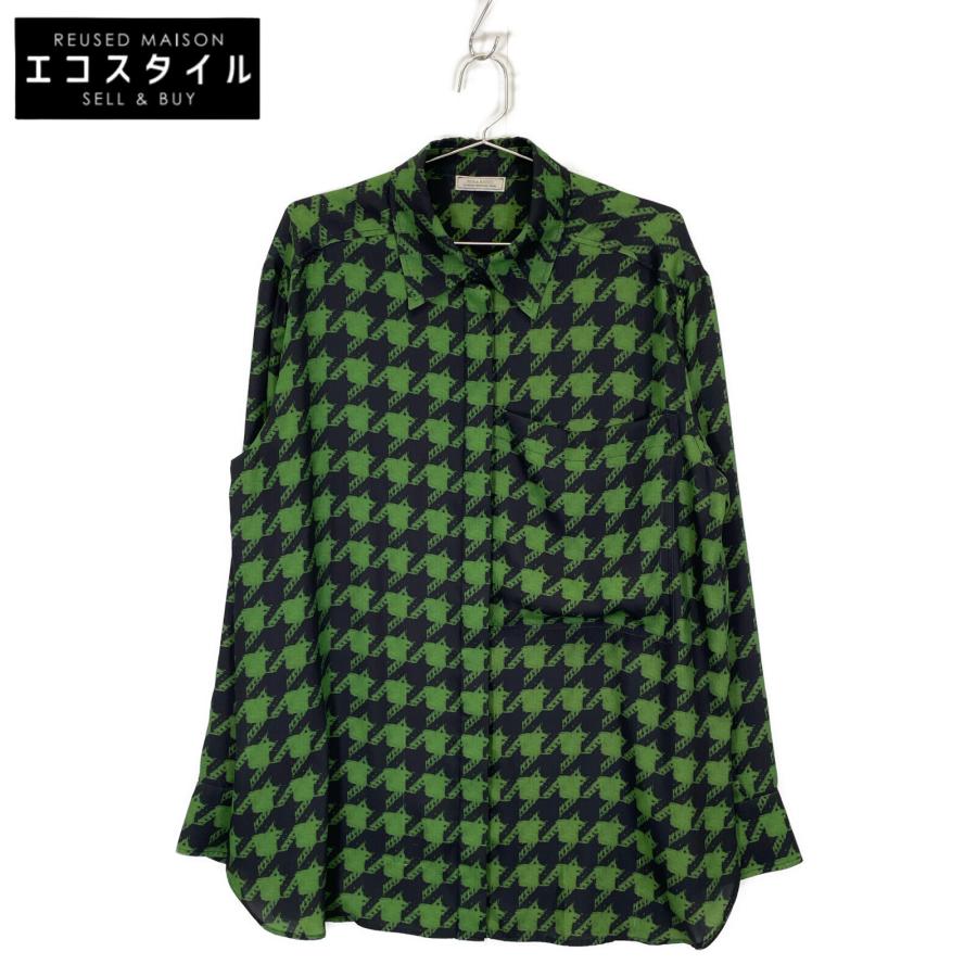NINA RICCI ニナリッチ グリーン×ブラック 長袖シャツ 40 トップス 