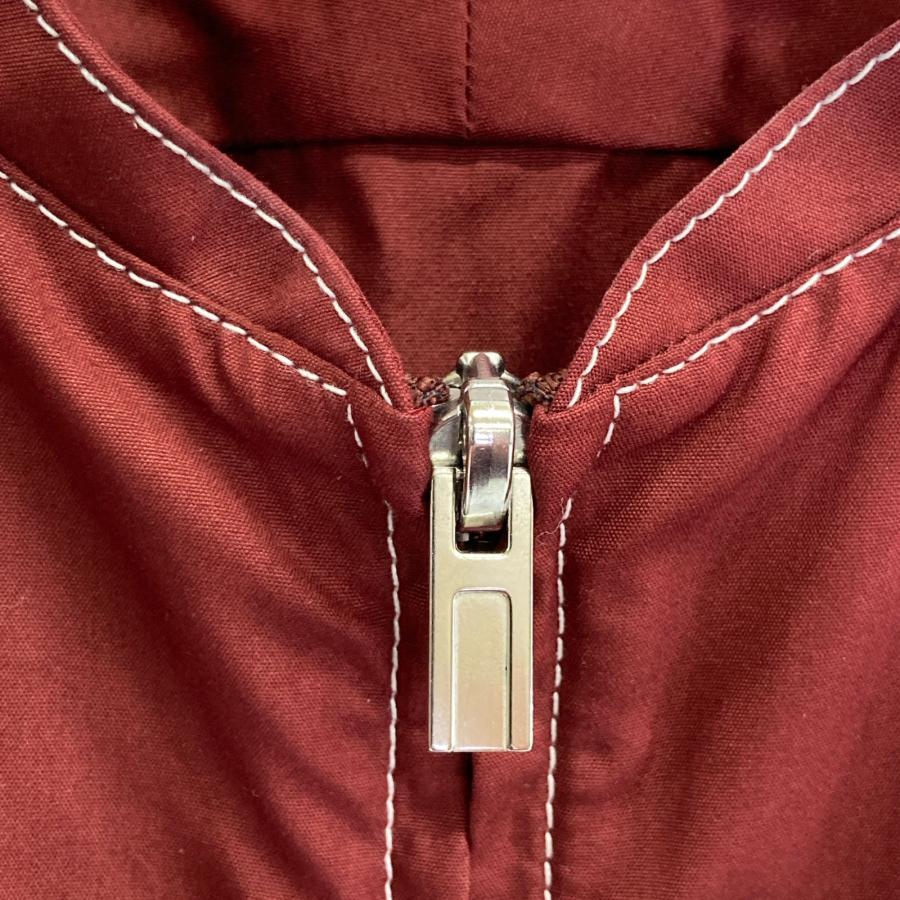 HERMES エルメス ボルドー ジップアップ ノーカラー ステッチ シャツ 