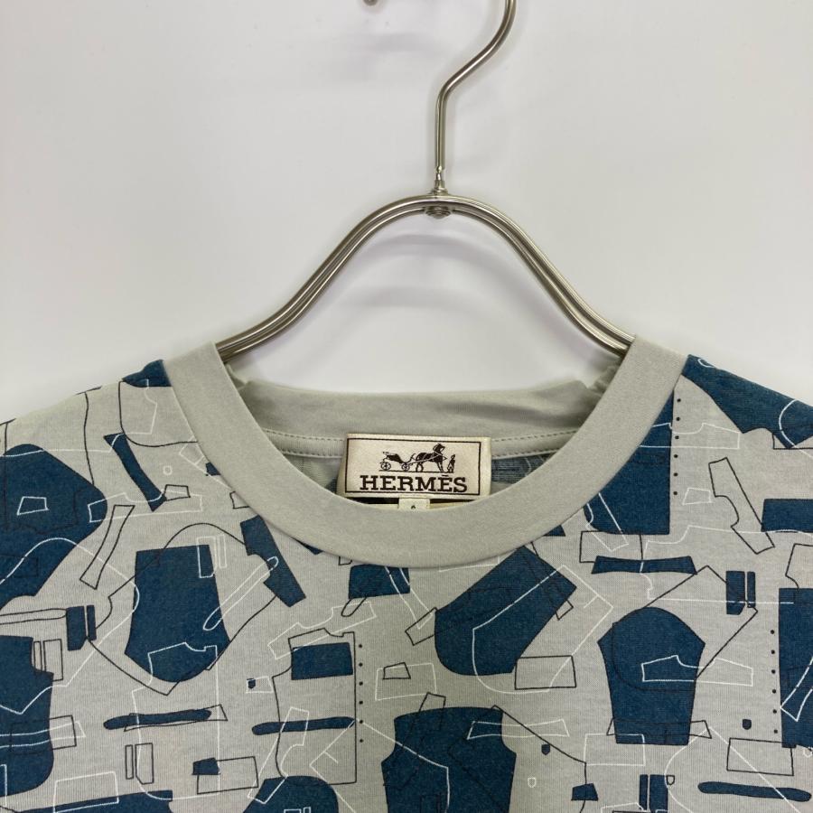 HERMES エルメス グレー×ブルー 総柄 Tシャツ グレー/ブルー S HERMES エルメス グレー×ブルー 総柄 Tシャツ グレー/ブルー S