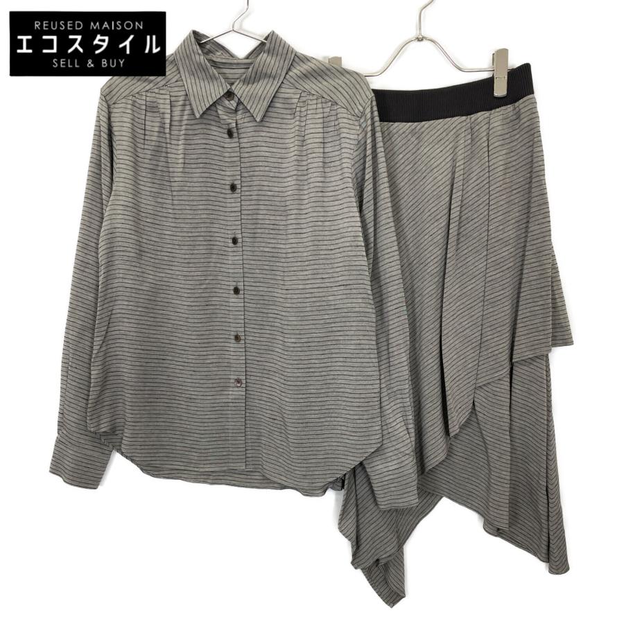 TAE ASHIDA タエアシダ グレー ボーダー シャツ×スカート セットアップ  