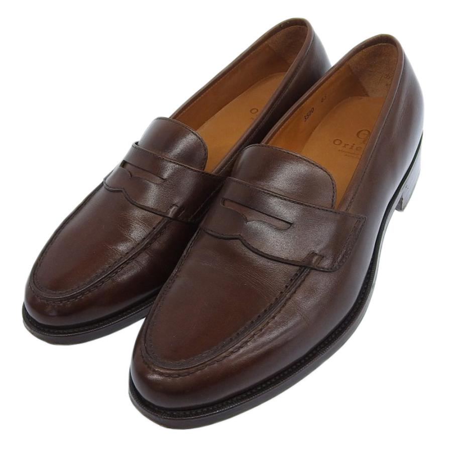 美品 ORIENTAL SHOES オリエンタルシューズ レザー コインローファー 