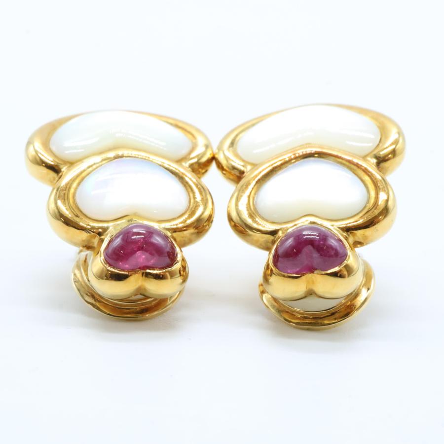 FARAONE ファラオーネ 750 シェル ハートモチーフ イヤリング イエロー  