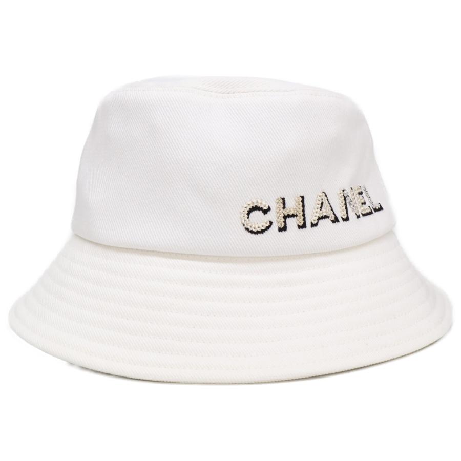CHANEL（シャネル） 美品/国内正規 コットン ロゴ バケットハット 帽子