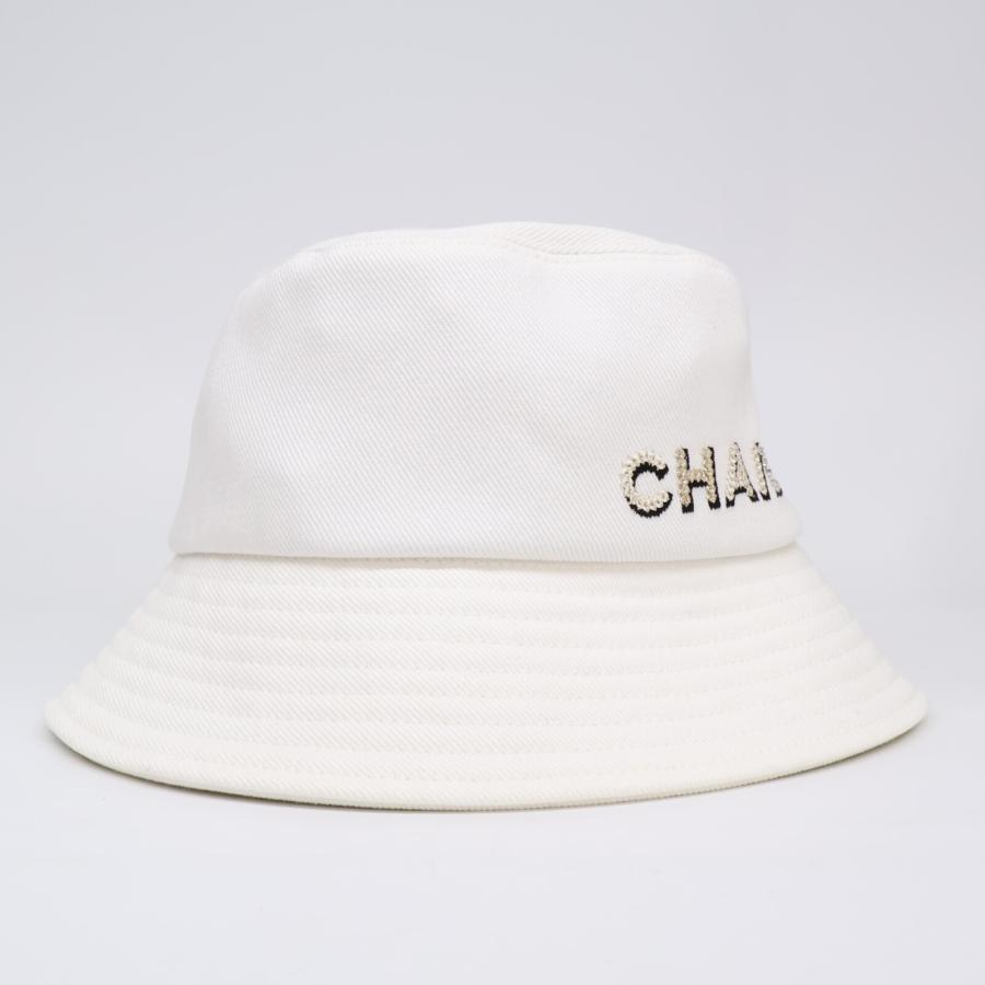 CHANEL（シャネル） 美品/国内正規 コットン ロゴ バケットハット 帽子