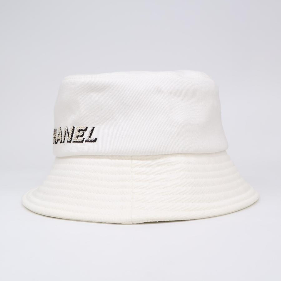 CHANEL（シャネル） 美品/国内正規 コットン ロゴ バケットハット 帽子