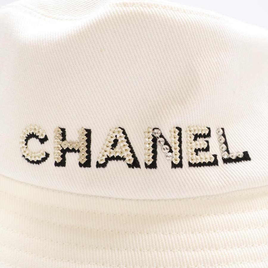 CHANEL（シャネル） 美品/国内正規 コットン ロゴ バケットハット 帽子