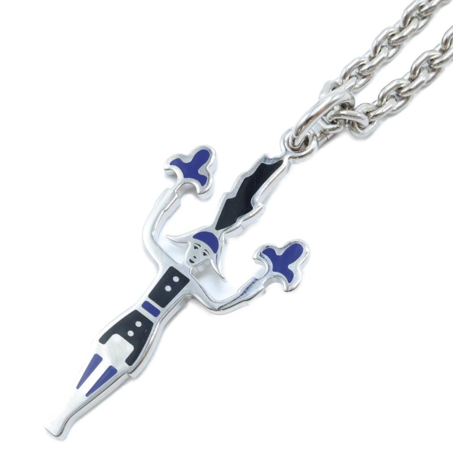 美品/ HERMES エルメス 花火師 フック ネックレス シルバー レディース