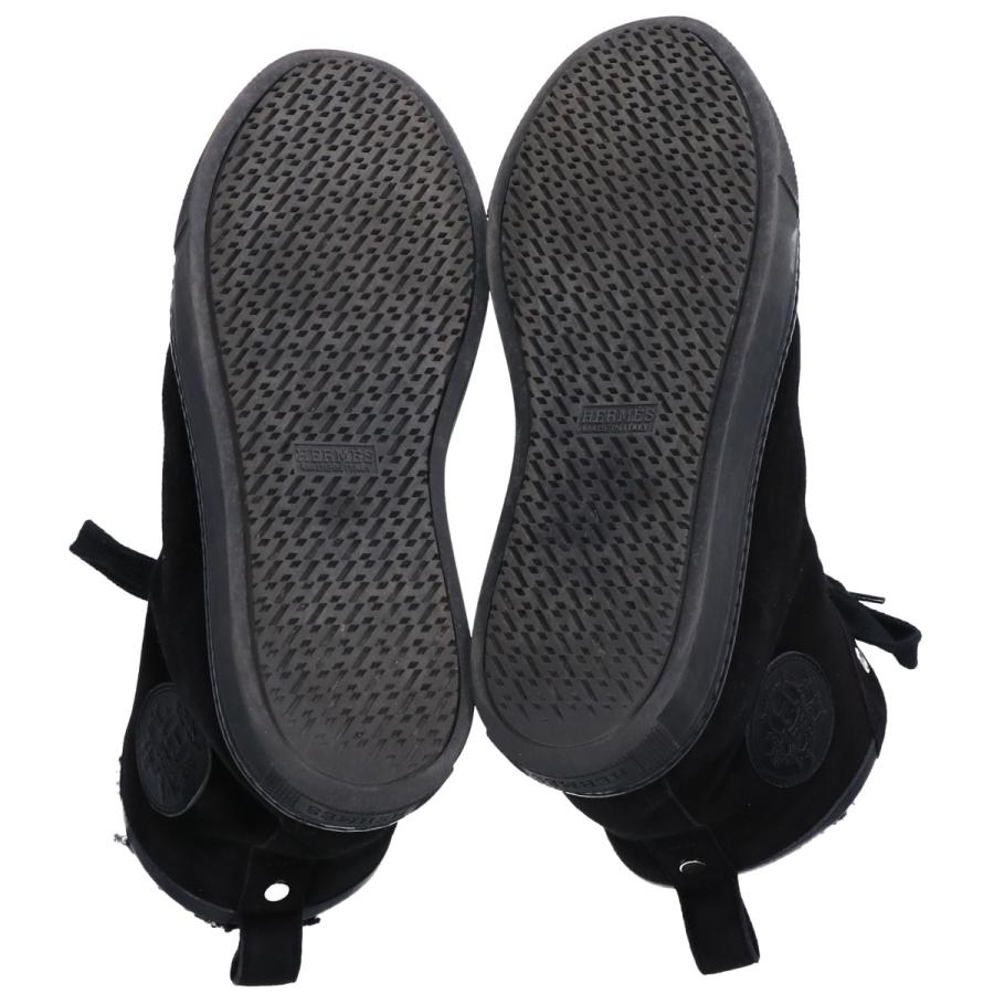 美品 エルメス ムートン ボア スニーカー ジミー 黒 37 24 HERMES 美品 エルメス ムートン ボア ハイカット スニーカー ジミー 黒 白 37