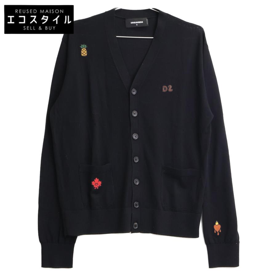 ディースクエアード DSQUARED2 ワッペン ブラック 黒ニットカーディガン ディースクエアード DSQUARED2 カーディガン