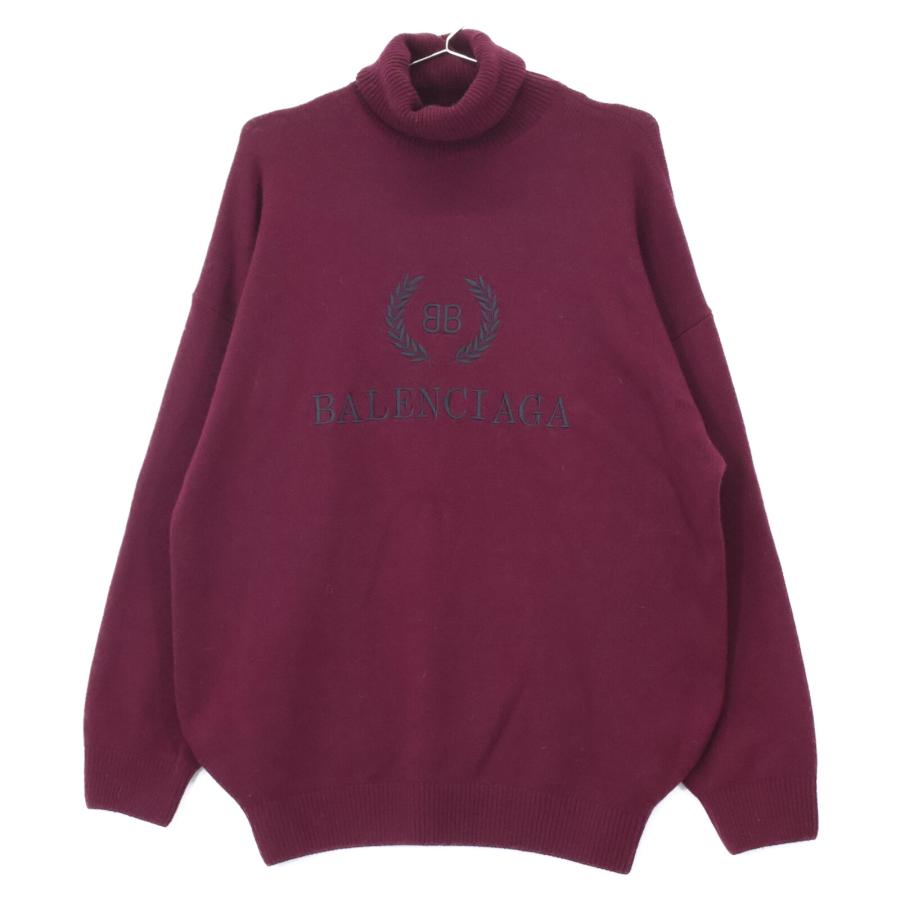 BALENCIAGA（バレンシアガ） ボルドー 555307 タートルネック ロゴ