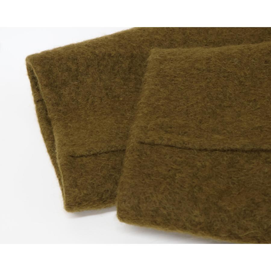 BLAMINK ブラミンク カーキ モヘア ボタンレス オープンカラーコート