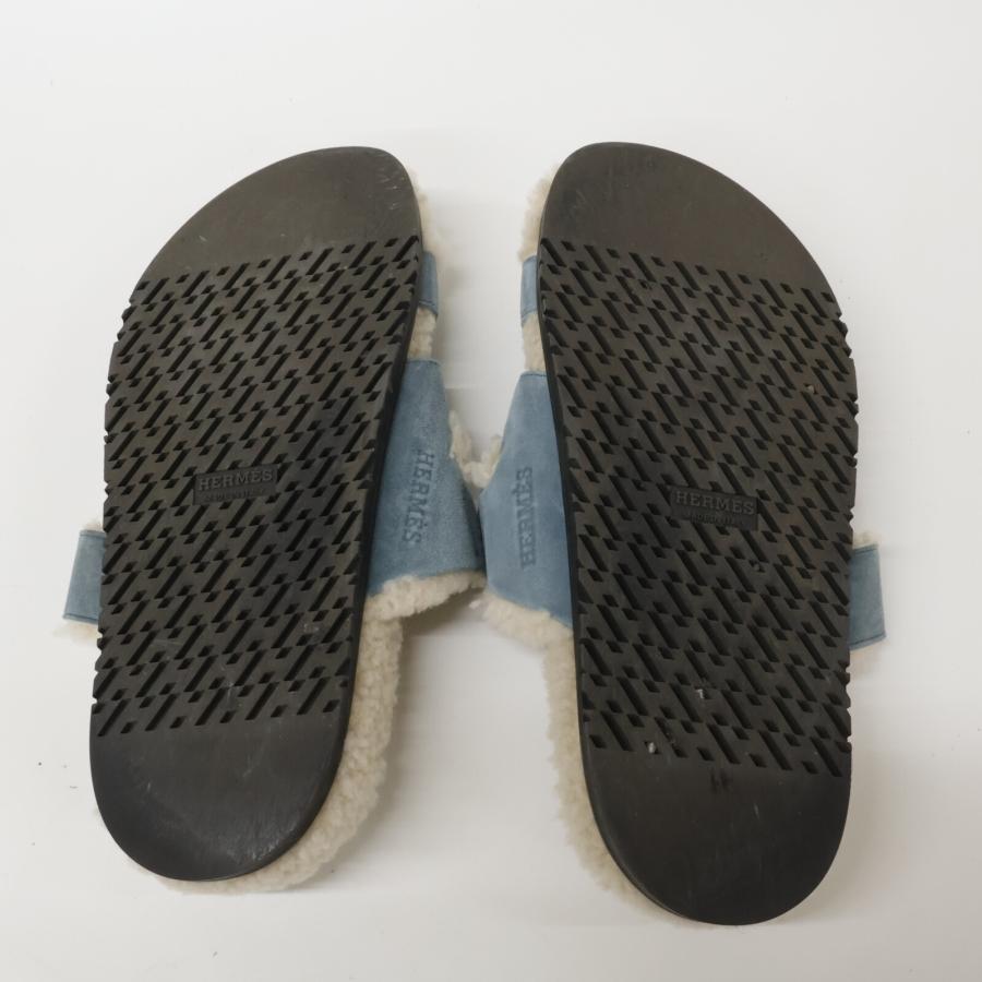 HERMES エルメス シプレ ムートンサンダル HERMES(エルメス) シプレ ムートン ボアフラットサンダル オレンジ
