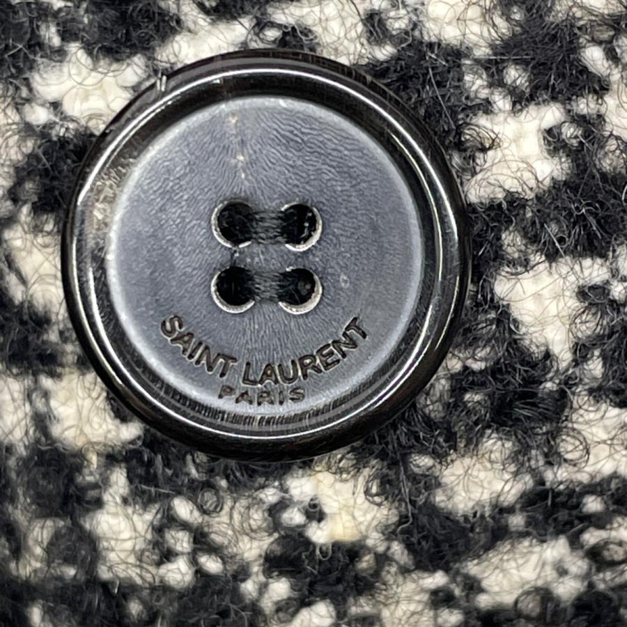 SAINT LAURENT PARIS サンローランパリ 15年製 402944 ハウンドトゥース ステンカラーコート ブラック×ホワイト 34 コート ウール レディース 中古_8
