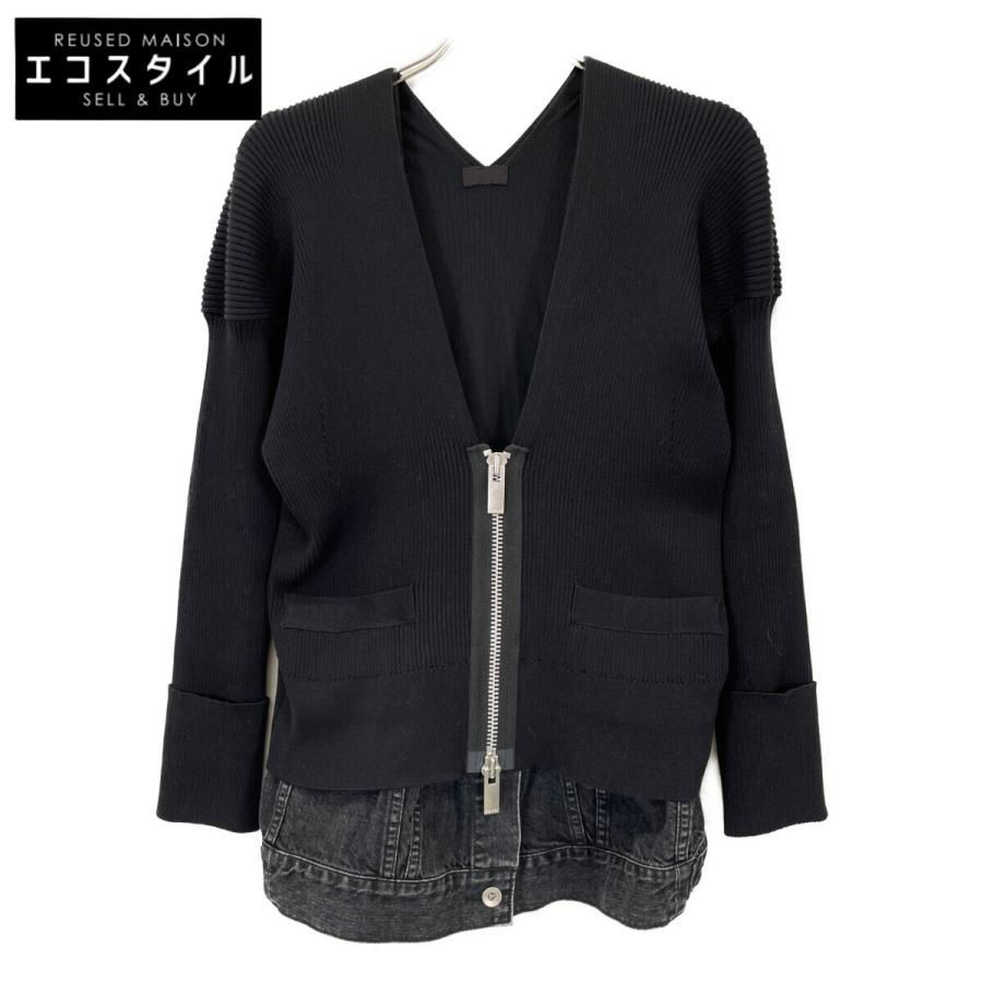 sacai サカイ 21-05604 デニムドッキング ニットカーディガン