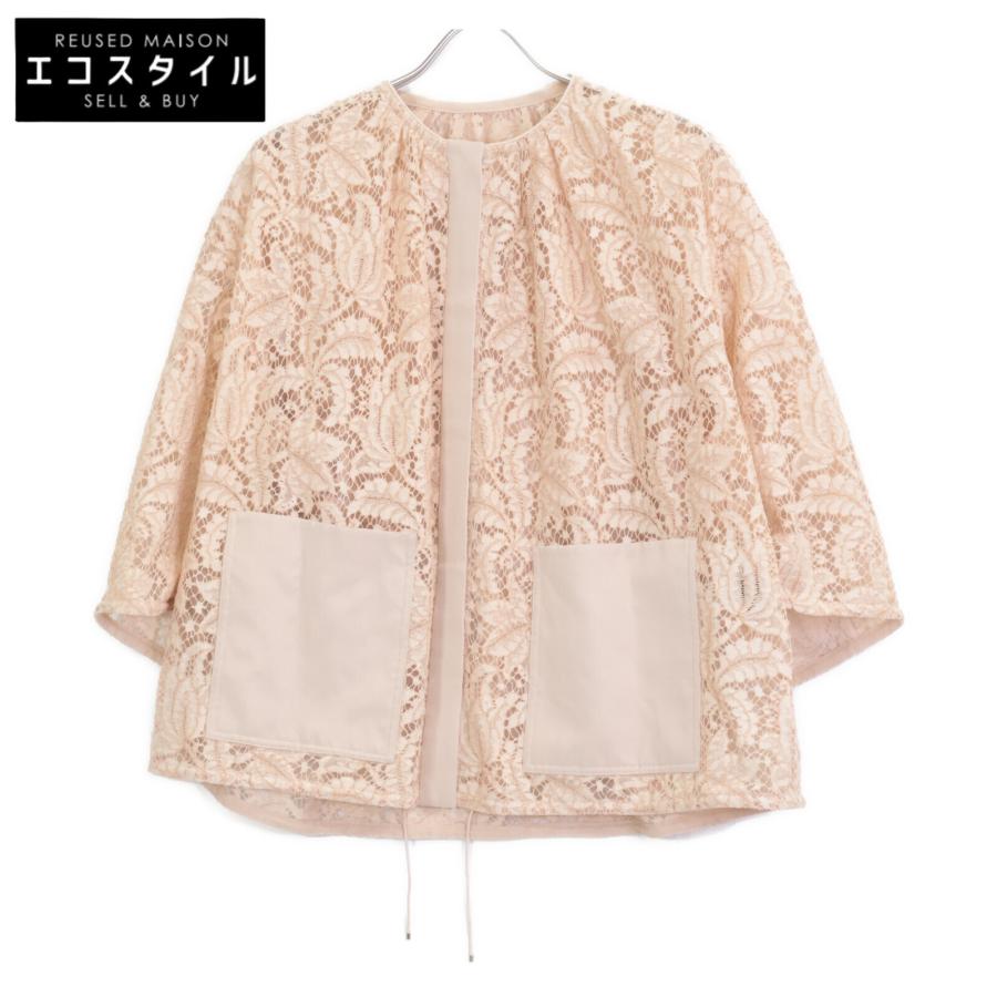 ドゥロワーのレースブルゾン DRAWER ドゥロワー ピンクベージュ レース ブルゾンジャケット 表記