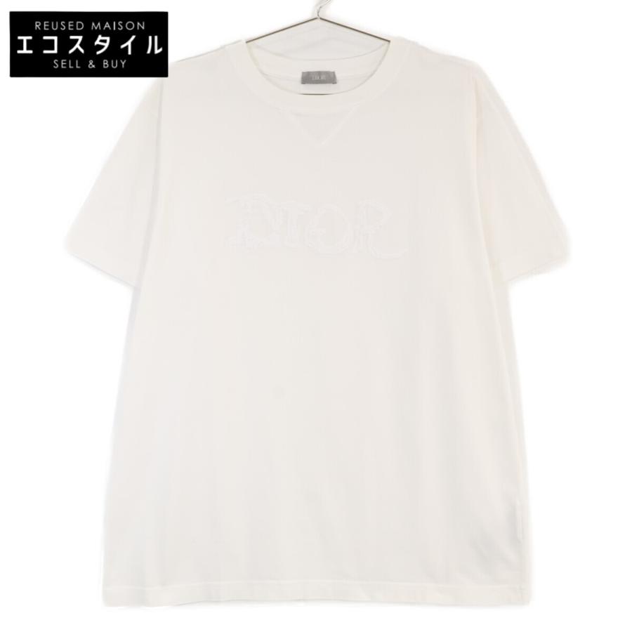 CHRISTIAN DIOR 半袖Tシャツ M ホワイト　コットン　ディオール DIOR ディオール ホワイト フロントロゴ 半袖Tシャツ M トップス