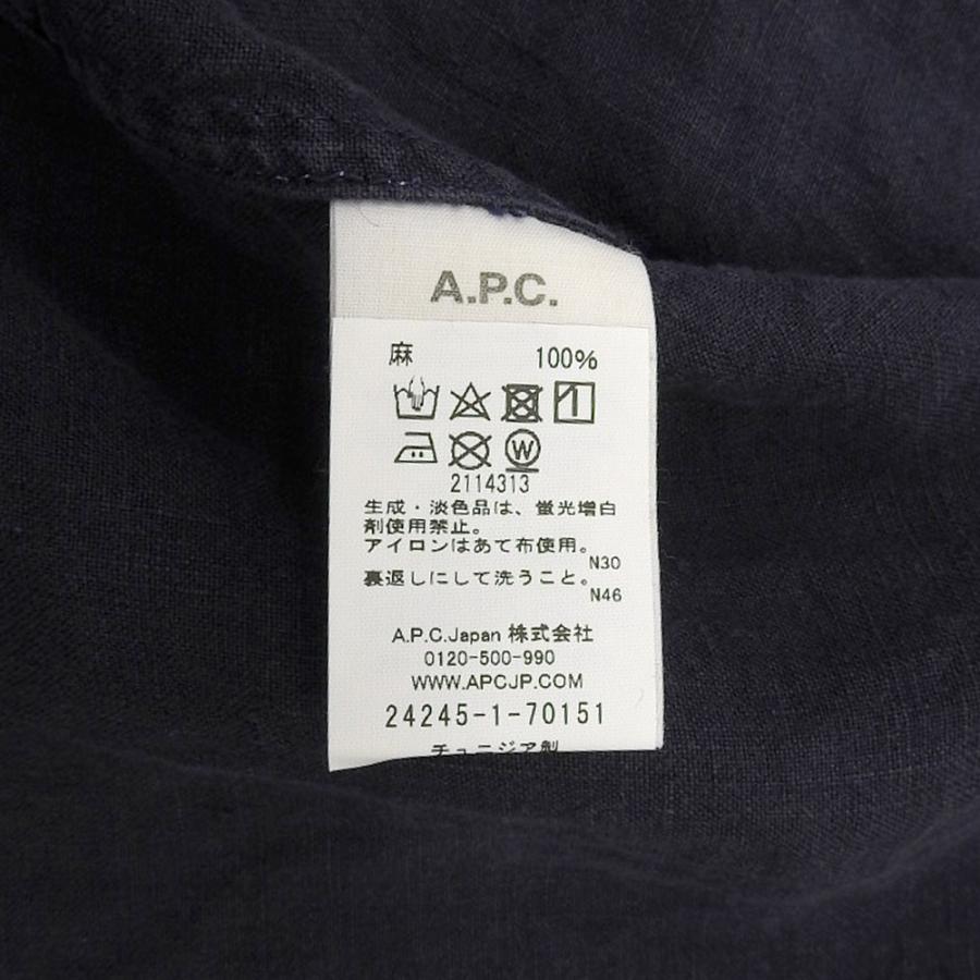 新品同様 A.P.C. アーペーセー ×JJJJOUND リネン シャツ トップス メンズ ネイビー XLの画像