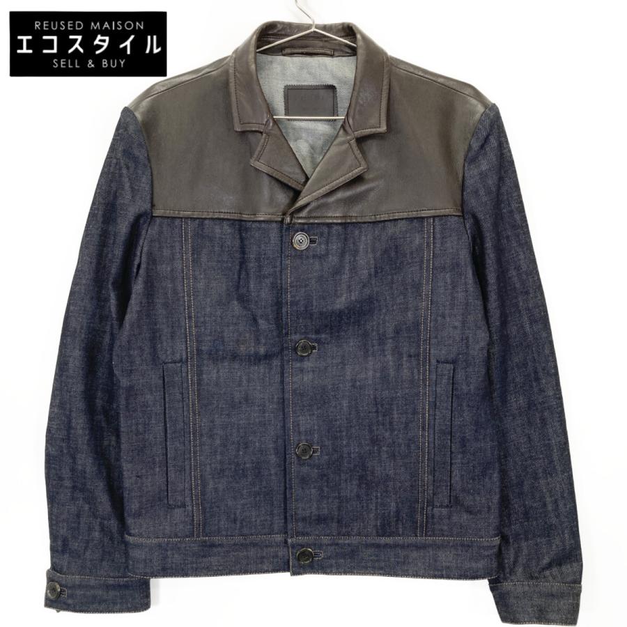 PRADA（プラダ） インディゴ GEBX81 レザー切り替えしデニムジャケット 