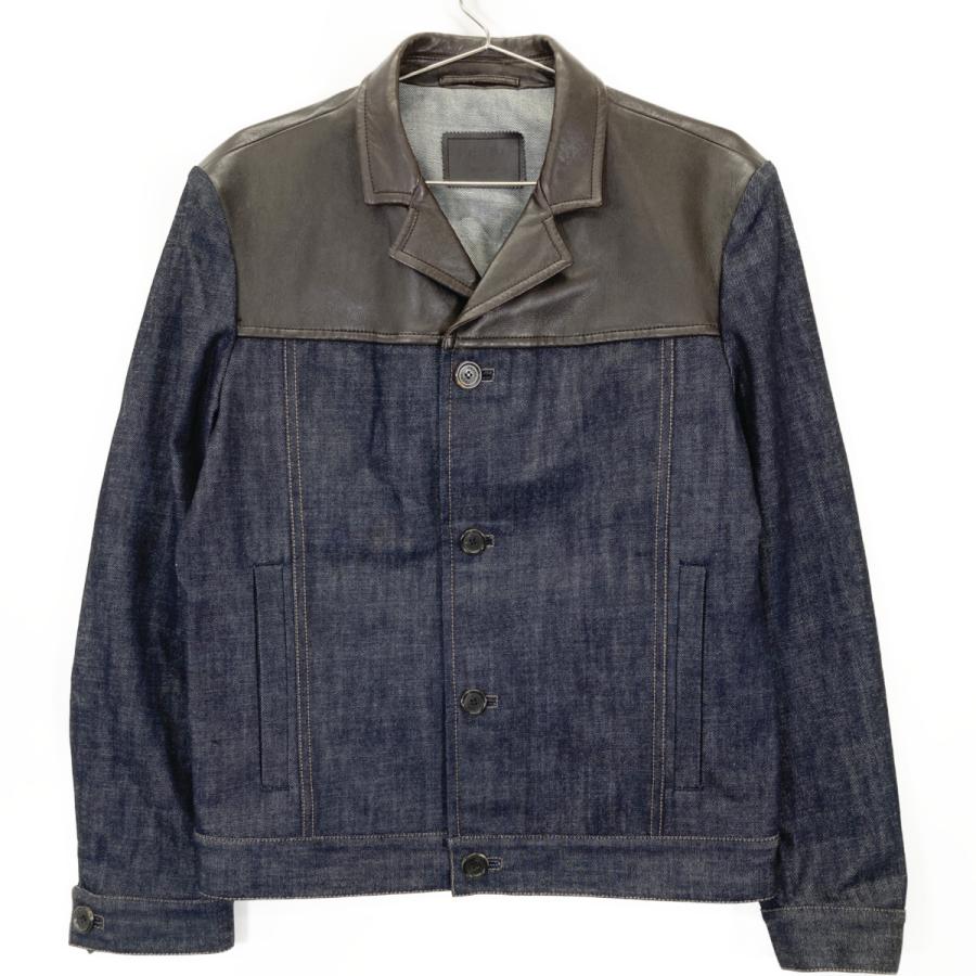 PRADA（プラダ） インディゴ GEBX81 レザー切り替えしデニムジャケット 