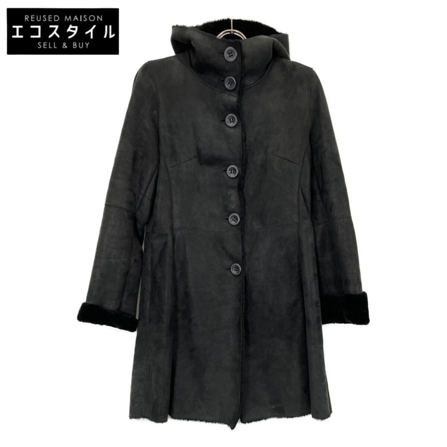 NORTH BEACH ノースビーチ ブラック ムートン フーテッドコート 55